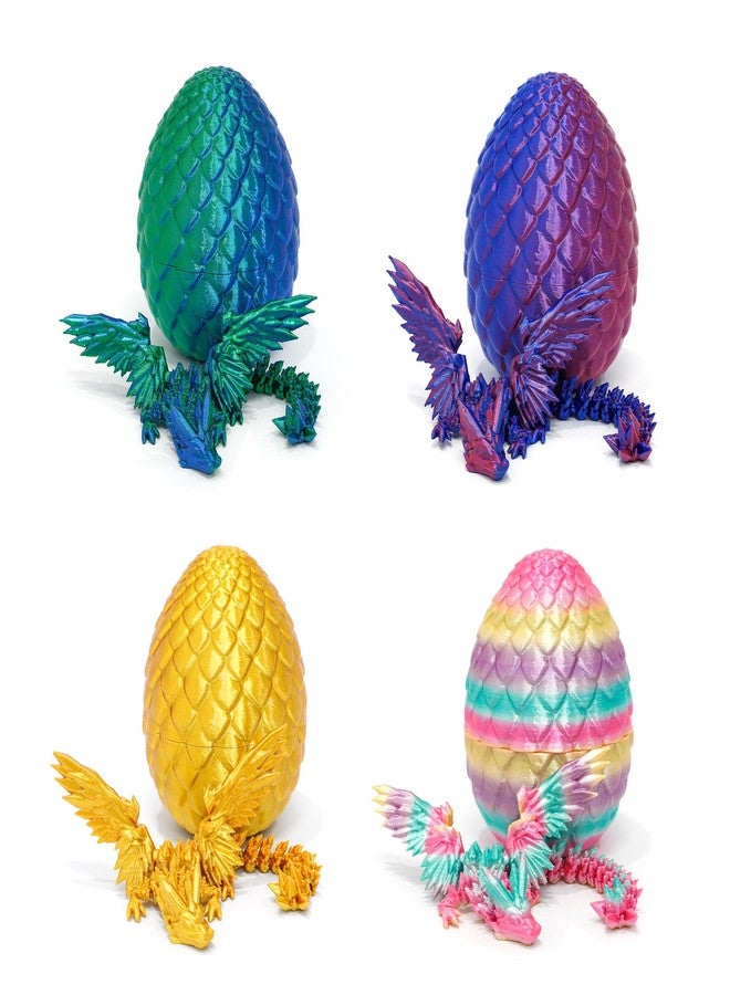 Flavery 4 Pack 3D Printed Dragon Egg - Small Egg with Wings Dragon Inside, 3D Printed Fidget Toys, Surprise Toys for Gift, Desk Executive Pet, Figurine Decor - Image 1
